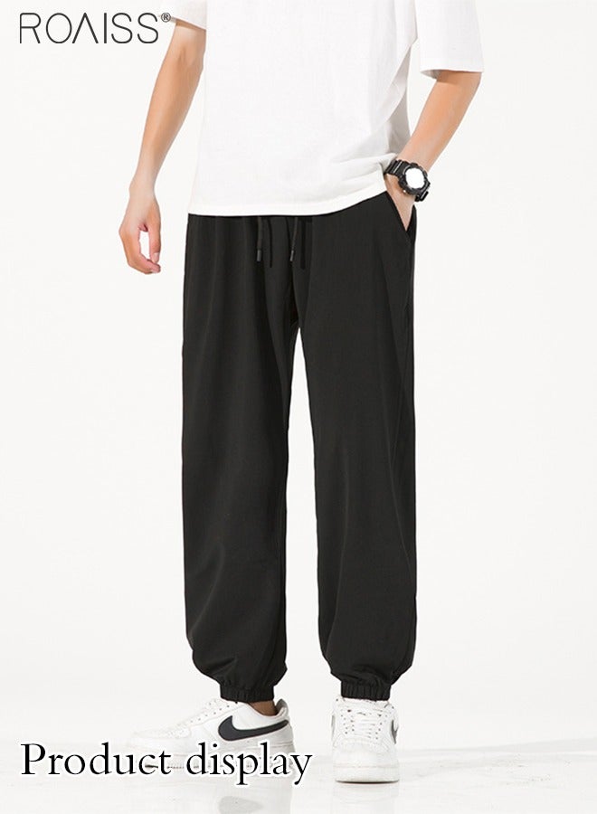 roaiss Men Classic Joggers Pants, Loose Fit Drawstring Pants for Men, Ankle Banded Sweatpants with Side Pockets and Elastic Waist, Suitable for Daily Wear, Outdoor or Any Physical Activities - Image 1